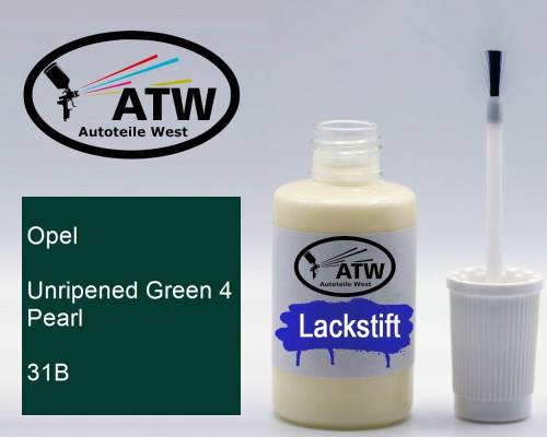 Opel, Unripened Green 4 Pearl, 31B: 20ml Lackstift, von ATW Autoteile West.